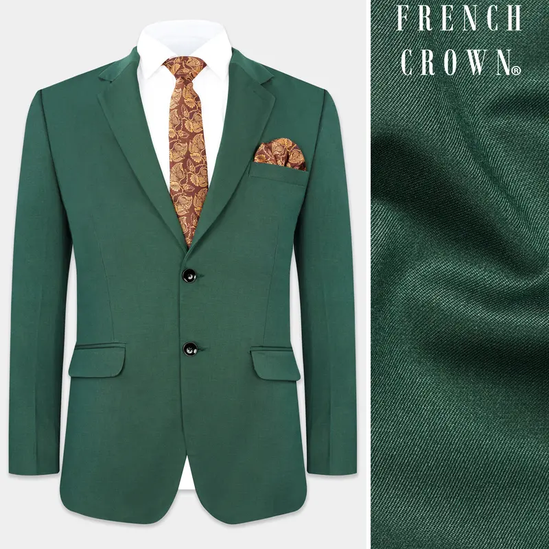 Everglade Green Wool Rich Single Breasted Stretchable Traveler Blazer 1