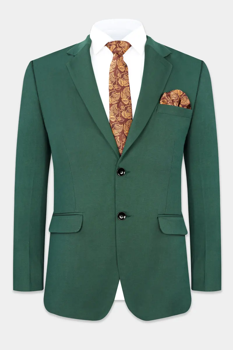 Everglade Green Wool Rich Single Breasted Stretchable Traveler Blazer 2