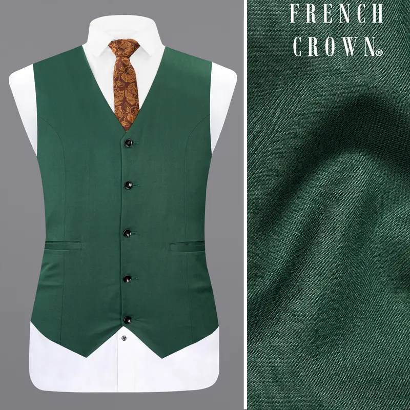 Everglade Green Wool Rich Stretchable Traveler Waistcoat 1