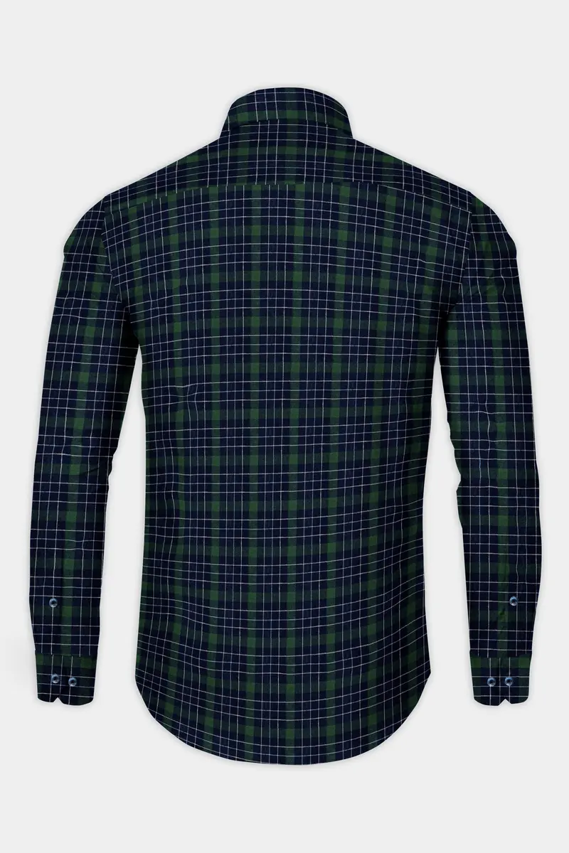 Everglade Greenish Blue Multi-Checkered Oxford Cotton Shirt 5