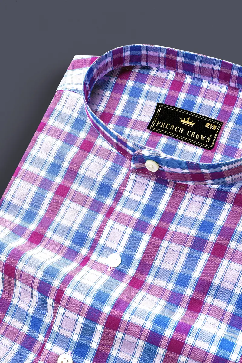 Fandango Purple And Cerulean Blue Plaid Premium Cotton Shirt 1
