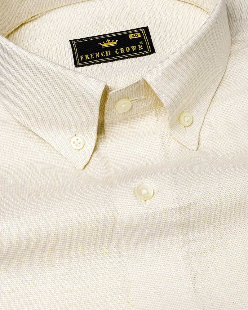 Fantasy Cream Dobby Textured Premium Giza Cotton Shirt 1