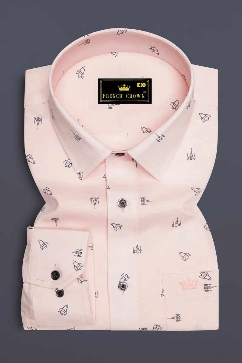 Fantasy Cream Rocket Printed Chambray Shirt 4