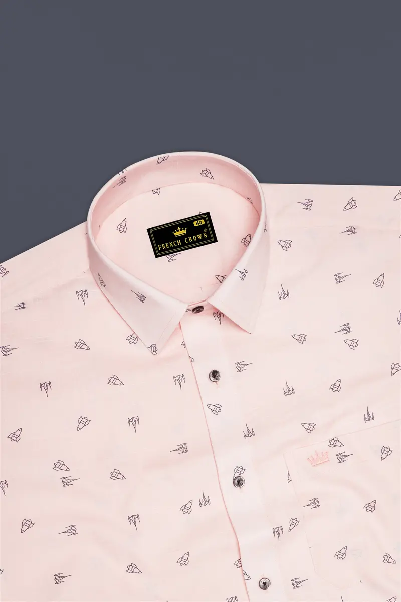 Fantasy Cream Rocket Printed Chambray Shirt 5