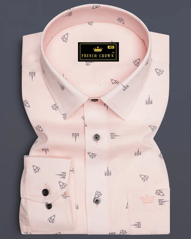 Fantasy Cream Rocket Printed Chambray Shirt 6