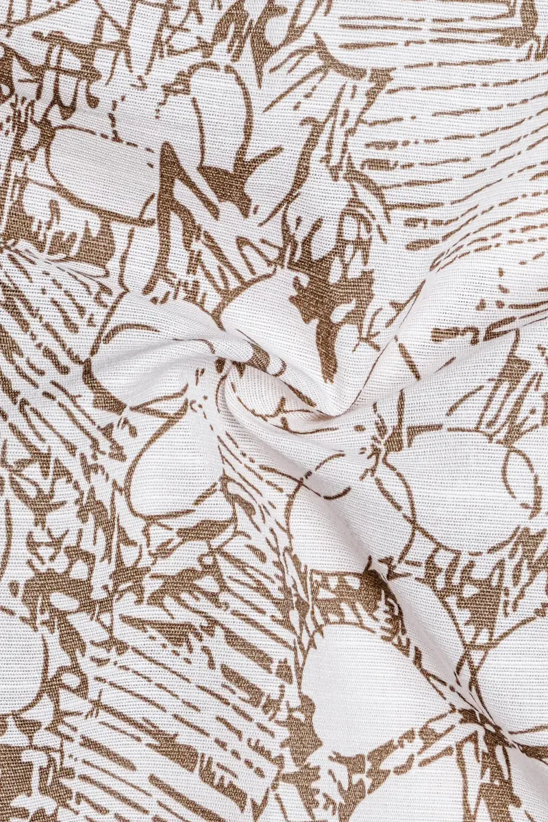 Fantasy Cream With Pastel Green Floral Textured Luxurious Linen Kurta Shirt 3