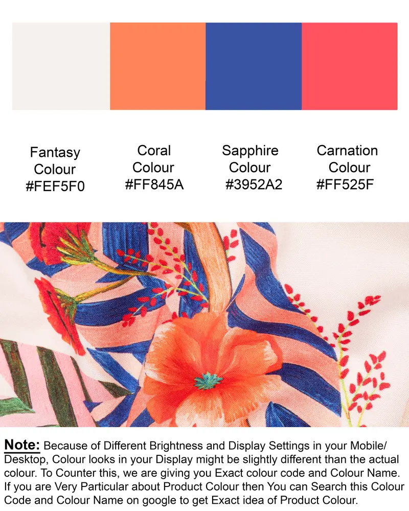 Fantasy Multicolour Tropical Printed Tencel Kurta Shirt 10