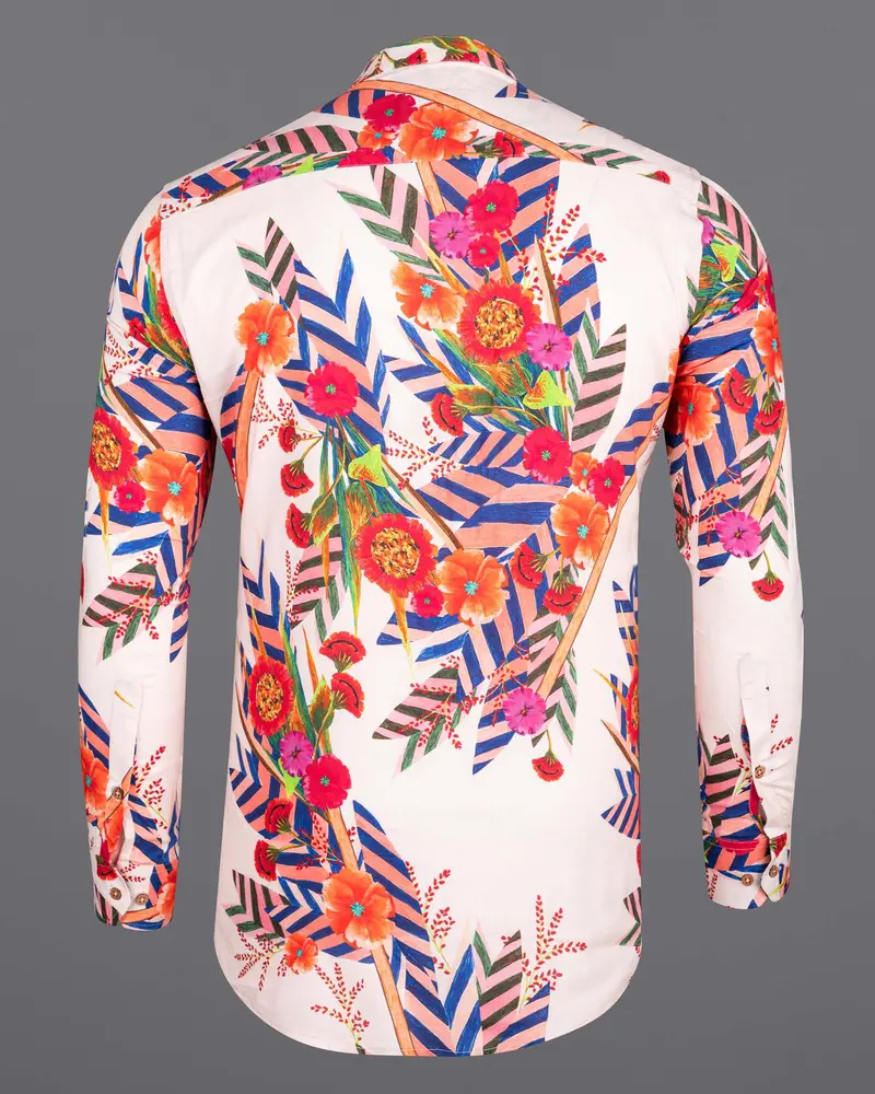 Fantasy Multicolour Tropical Printed Tencel Kurta Shirt 7