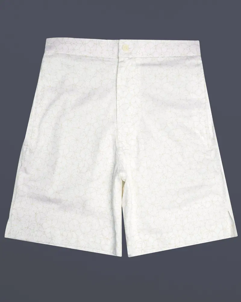 Fantasy Off White Printed Subtle Sheen Super Soft Premium Cotton Shorts 1