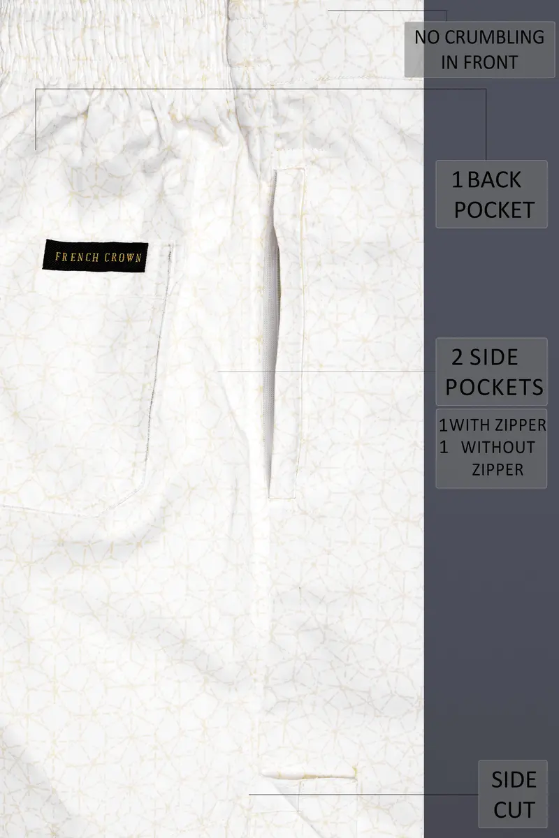 Fantasy Off White Printed Subtle Sheen Super Soft Premium Cotton Shorts 6