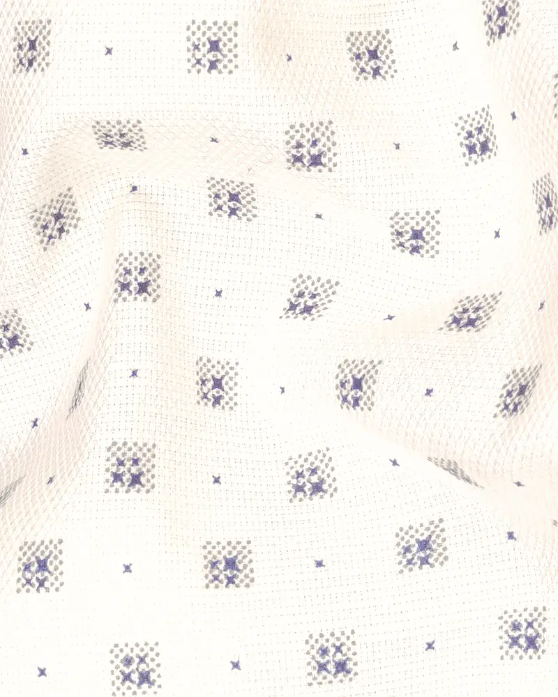 Fantasy Off White With Martini Gray Dobby Textured Premium Giza Cotton Shirt 2