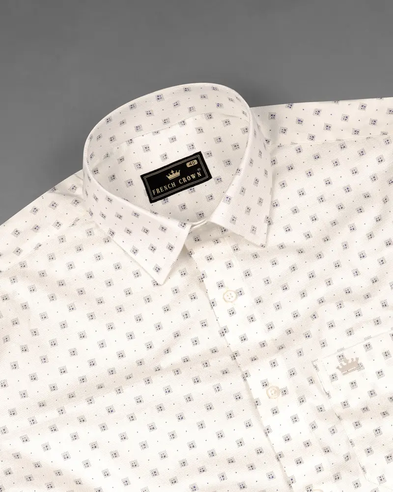 Fantasy Off White With Martini Gray Dobby Textured Premium Giza Cotton Shirt 4