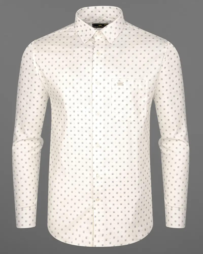 Fantasy Off White With Martini Gray Dobby Textured Premium Giza Cotton Shirt 5