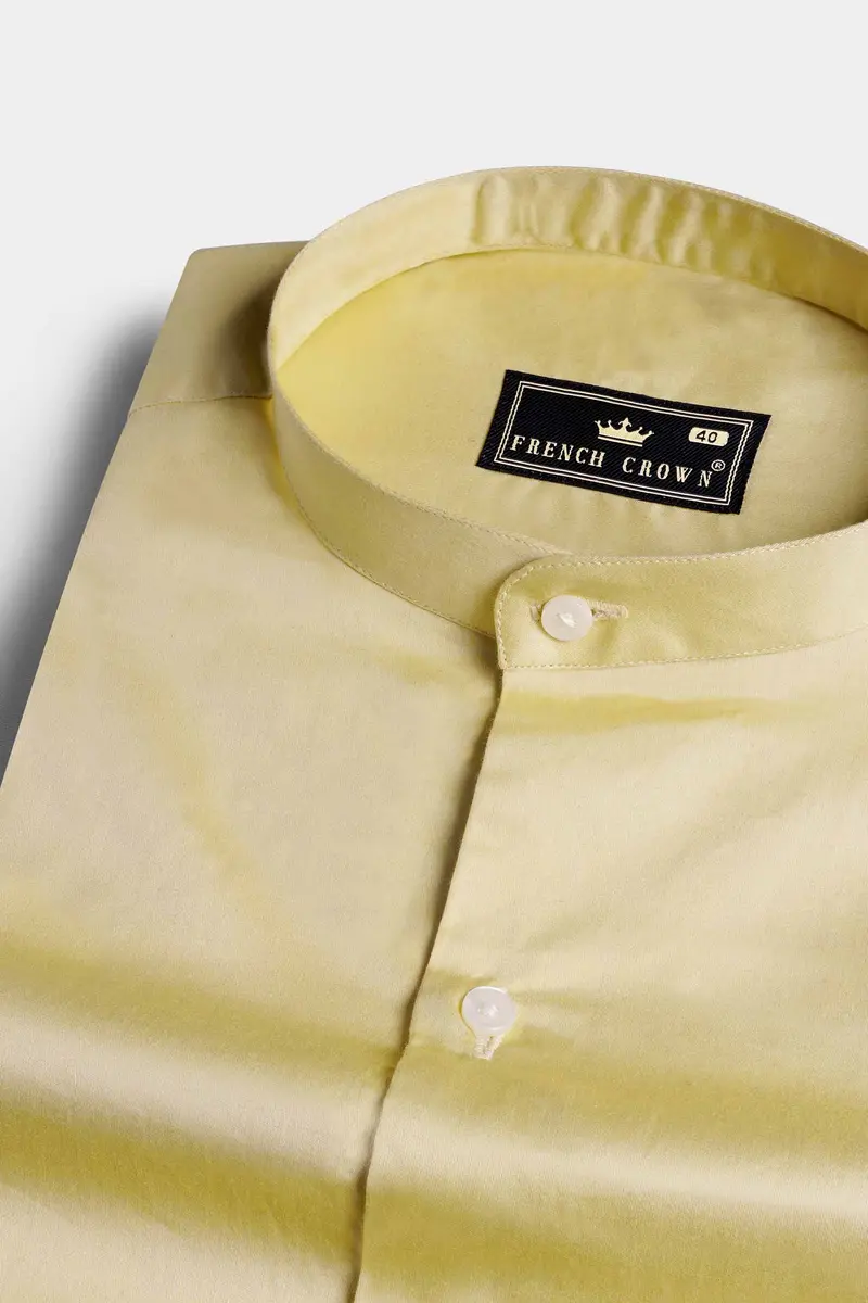 Fawn Brown Subtle Sheen Super Soft Premium Cotton Mandarin Shirt 1