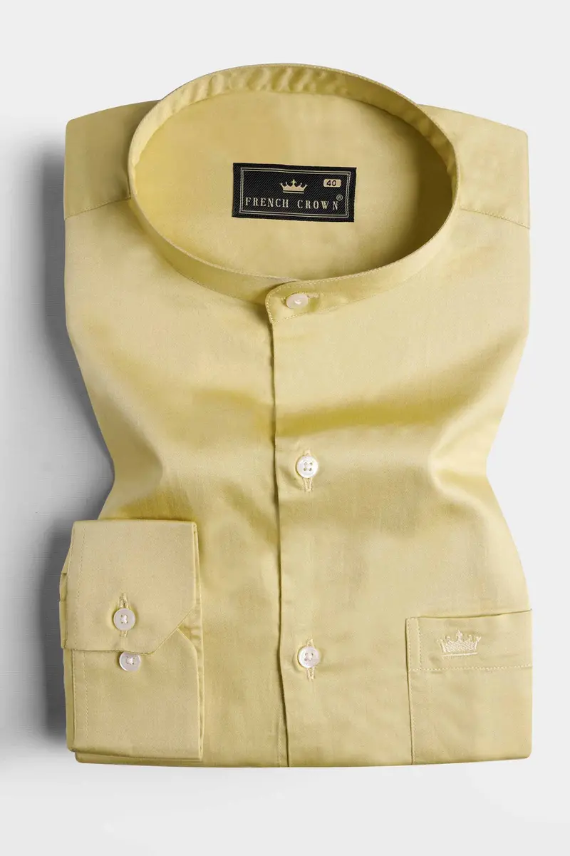 Fawn Brown Subtle Sheen Super Soft Premium Cotton Mandarin Shirt 3