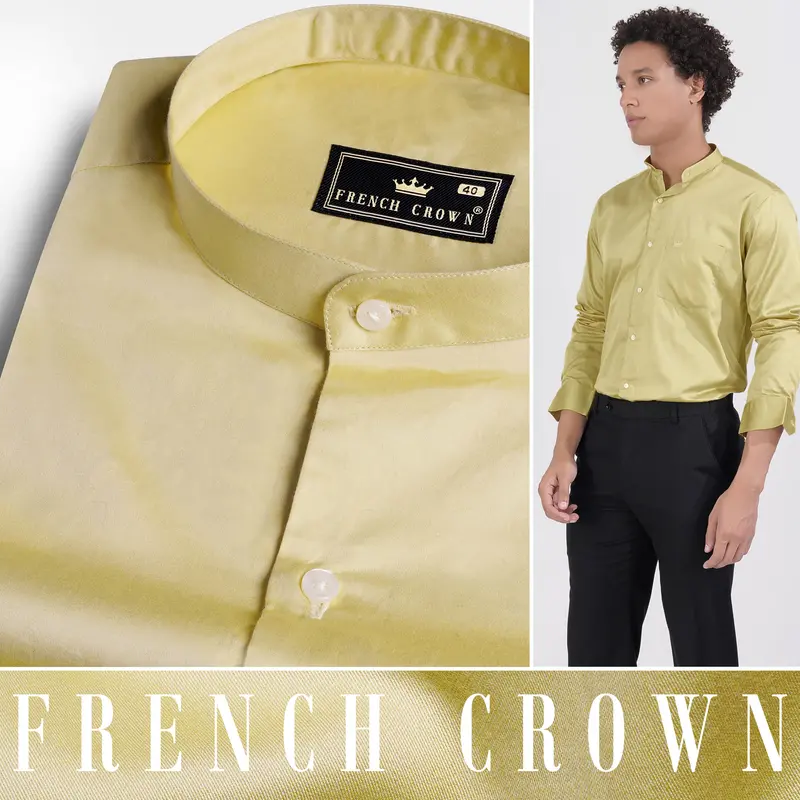 Fawn Brown Subtle Sheen Super Soft Premium Cotton Mandarin Shirt 4