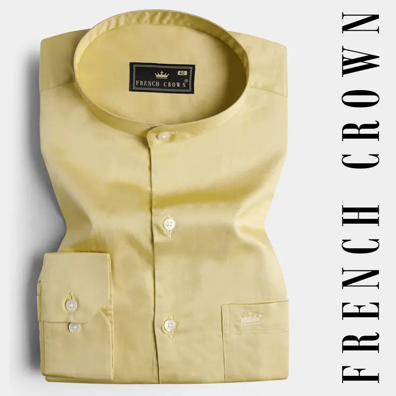 Fawn Brown Subtle Sheen Super Soft Premium Cotton Mandarin Shirt 7