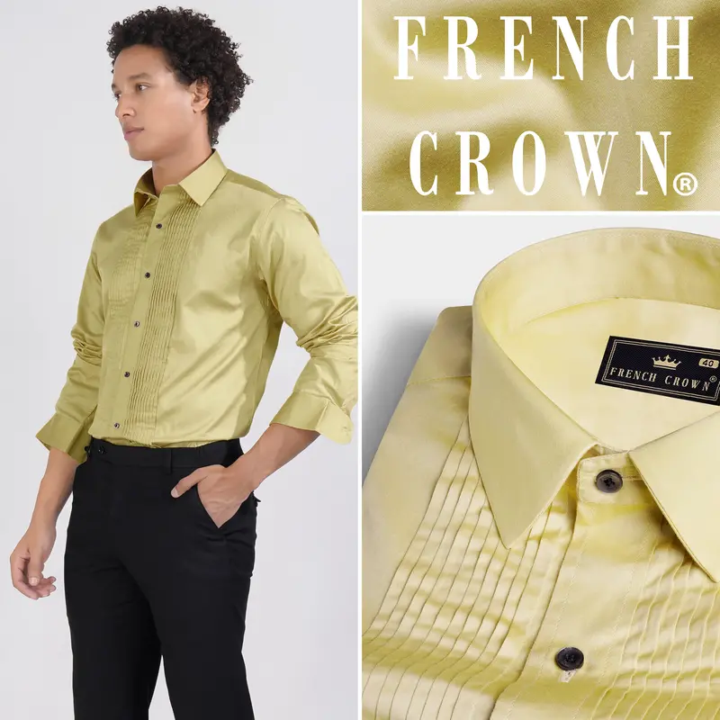 Fawn Brown Subtle Sheen Super Soft Premium Cotton Tuxedo Shirt 11