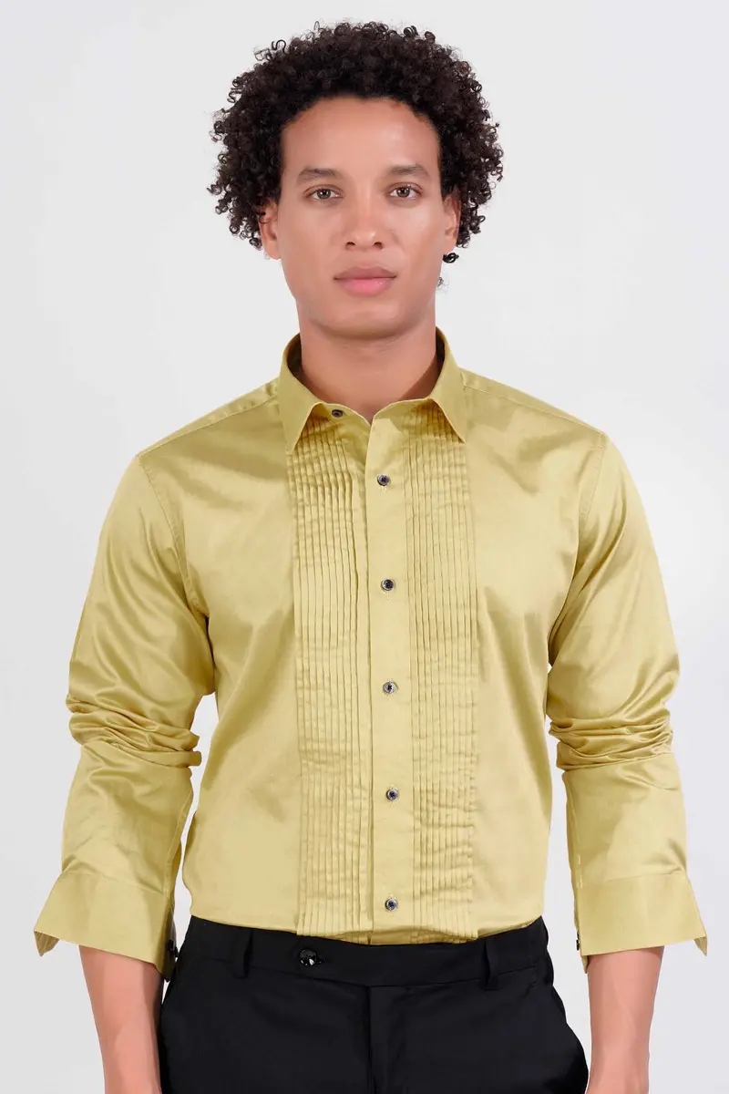 Fawn Brown Subtle Sheen Super Soft Premium Cotton Tuxedo Shirt 5