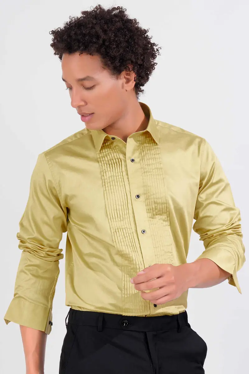 Fawn Brown Subtle Sheen Super Soft Premium Cotton Tuxedo Shirt 8