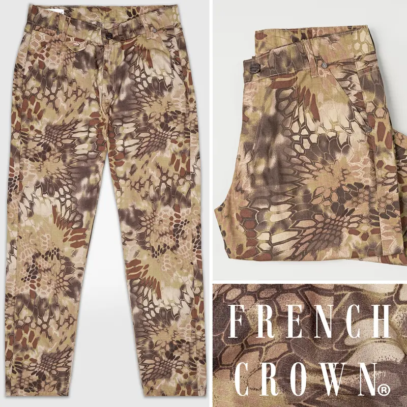 Fawn Brown With Animal Printed Denim 1
