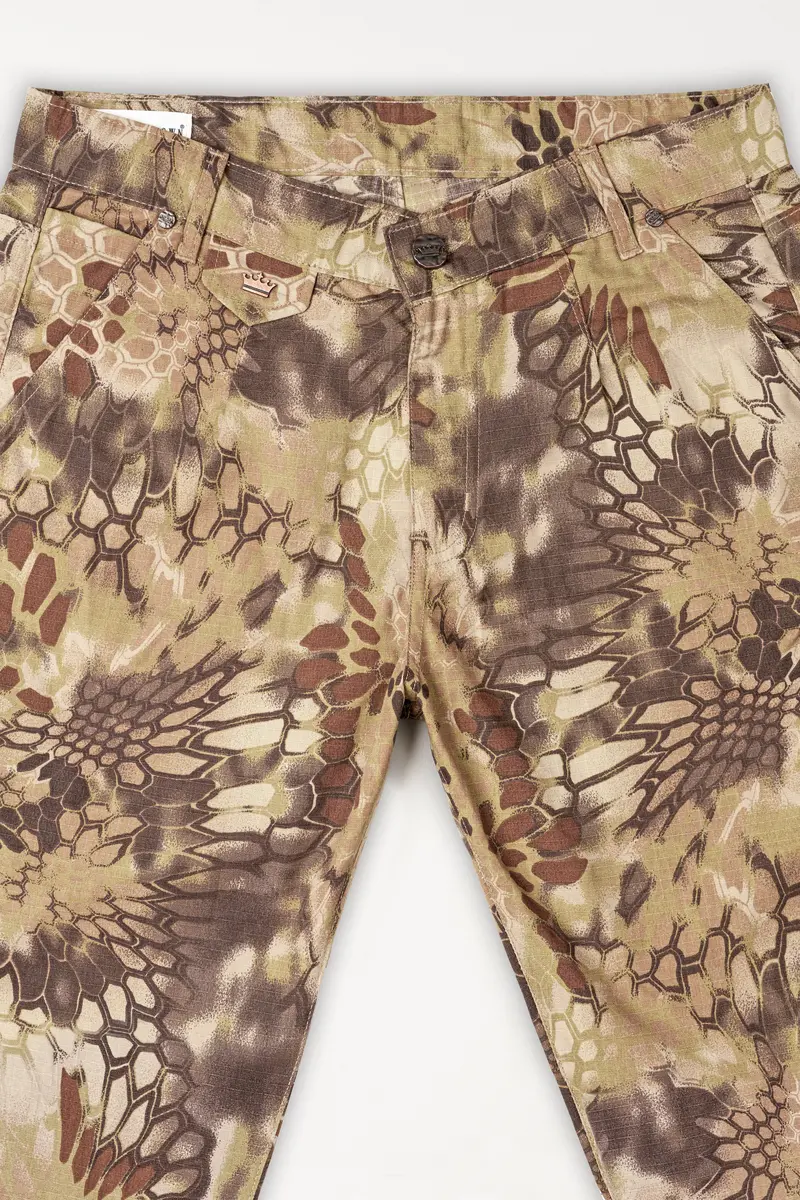 Fawn Brown With Animal Printed Denim 4