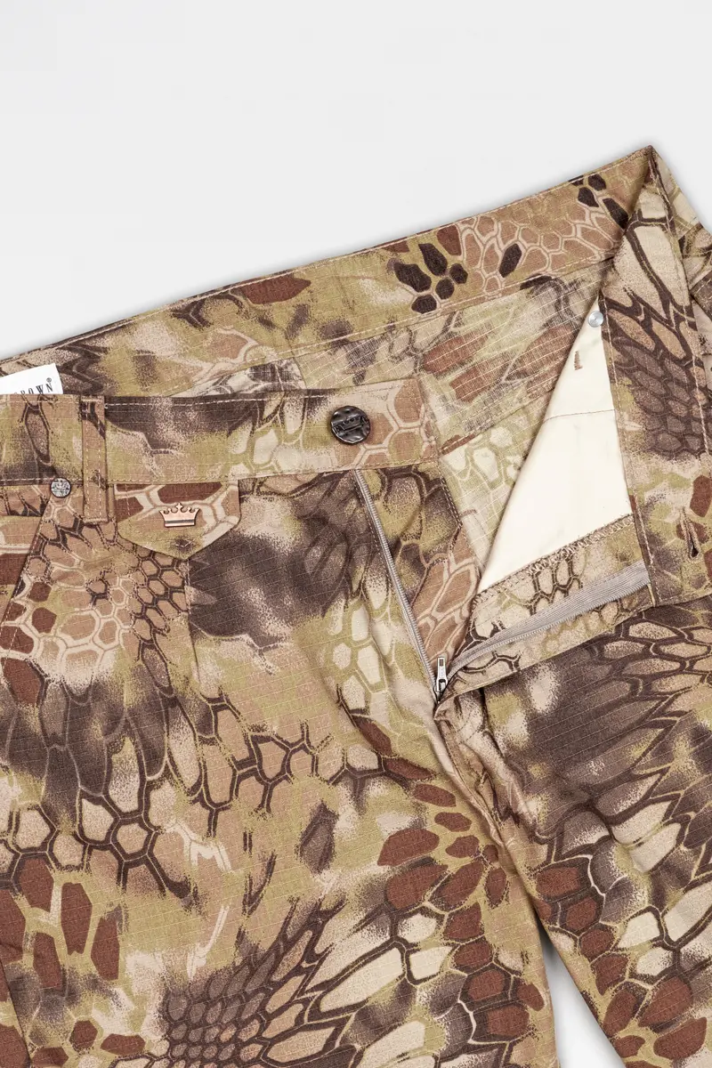 Fawn Brown With Animal Printed Denim 5