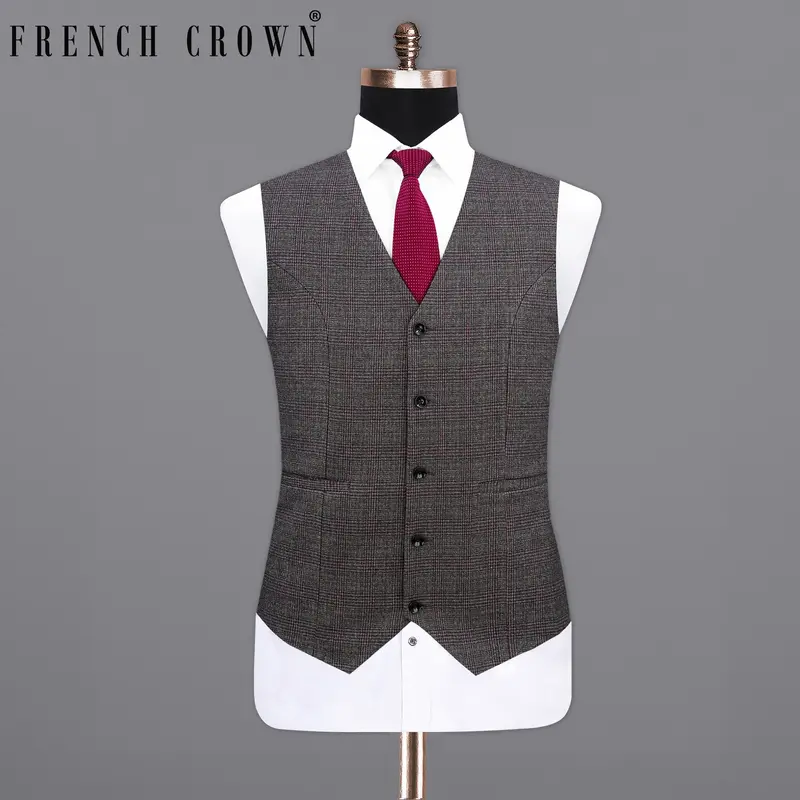 Fedora Sliver Plaid Wool Rich Waistcoat 1