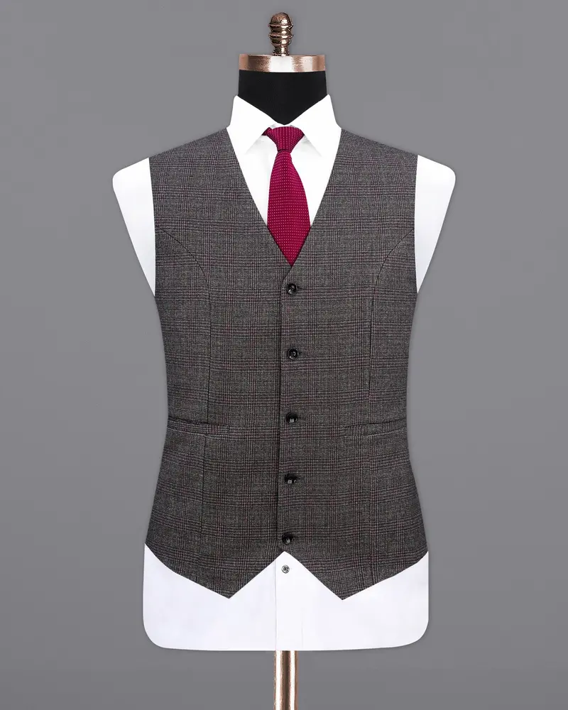 Fedora Sliver Plaid Wool Rich Waistcoat 2