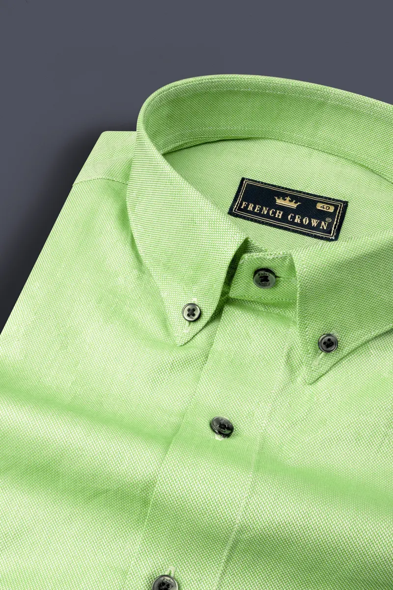 Feijoa Green Dobby Textured Premium Giza Cotton Shirt 1