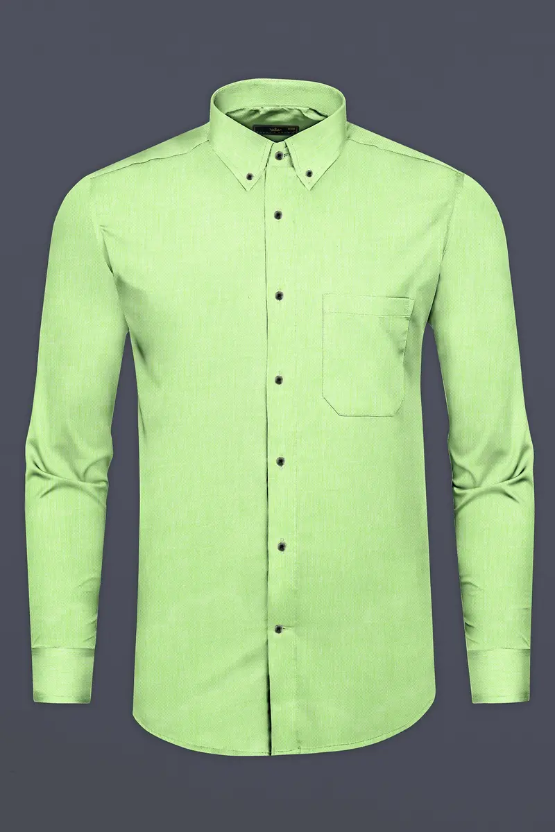Feijoa Green Dobby Textured Premium Giza Cotton Shirt 4