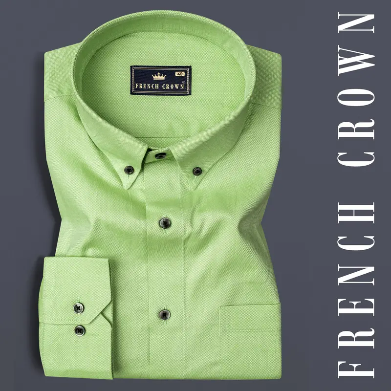 Feijoa Green Dobby Textured Premium Giza Cotton Shirt 6