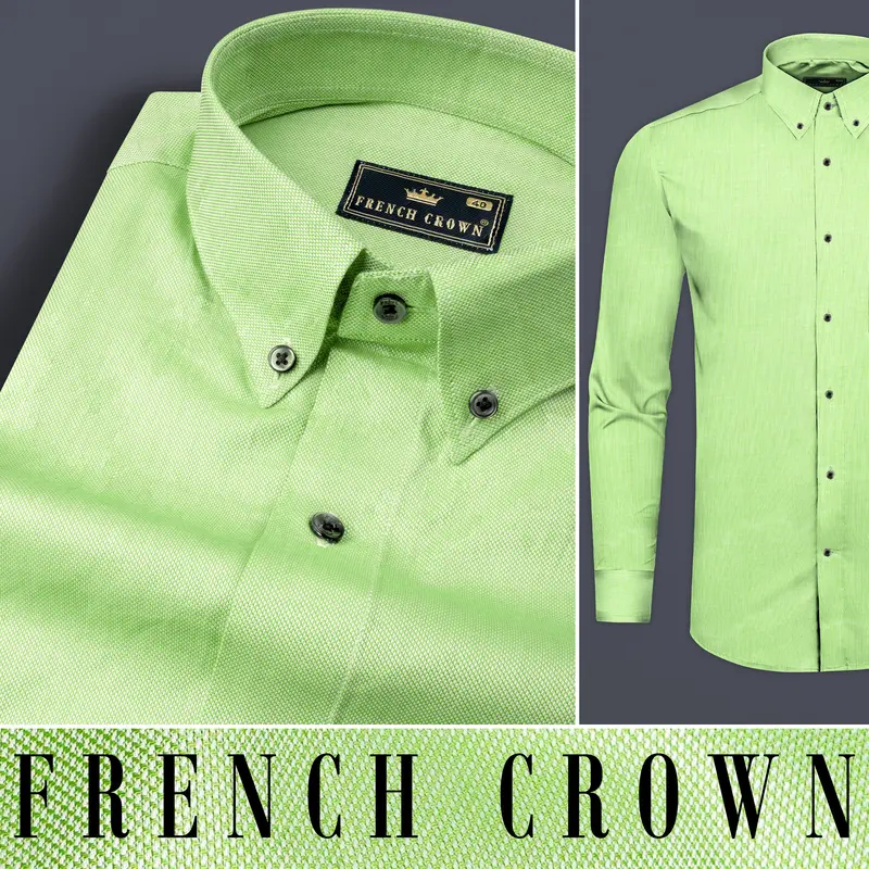 Feijoa Green Dobby Textured Premium Giza Cotton Shirt 9