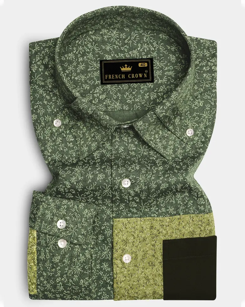 Fern Mist-Mineral Green Printed Super Soft Premium Cotton Casual Designer Shirt 1