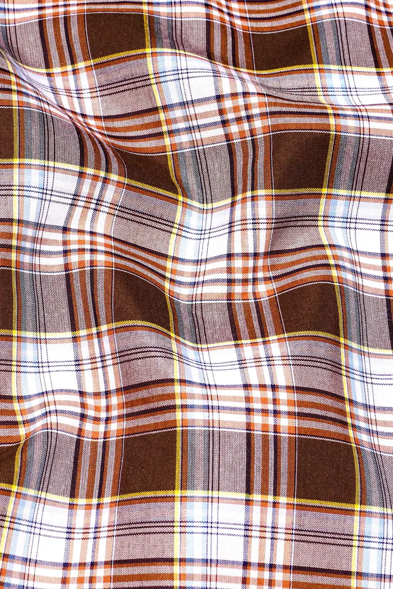 Ferra Brown And White Checkered Premium Cotton Shirt 2