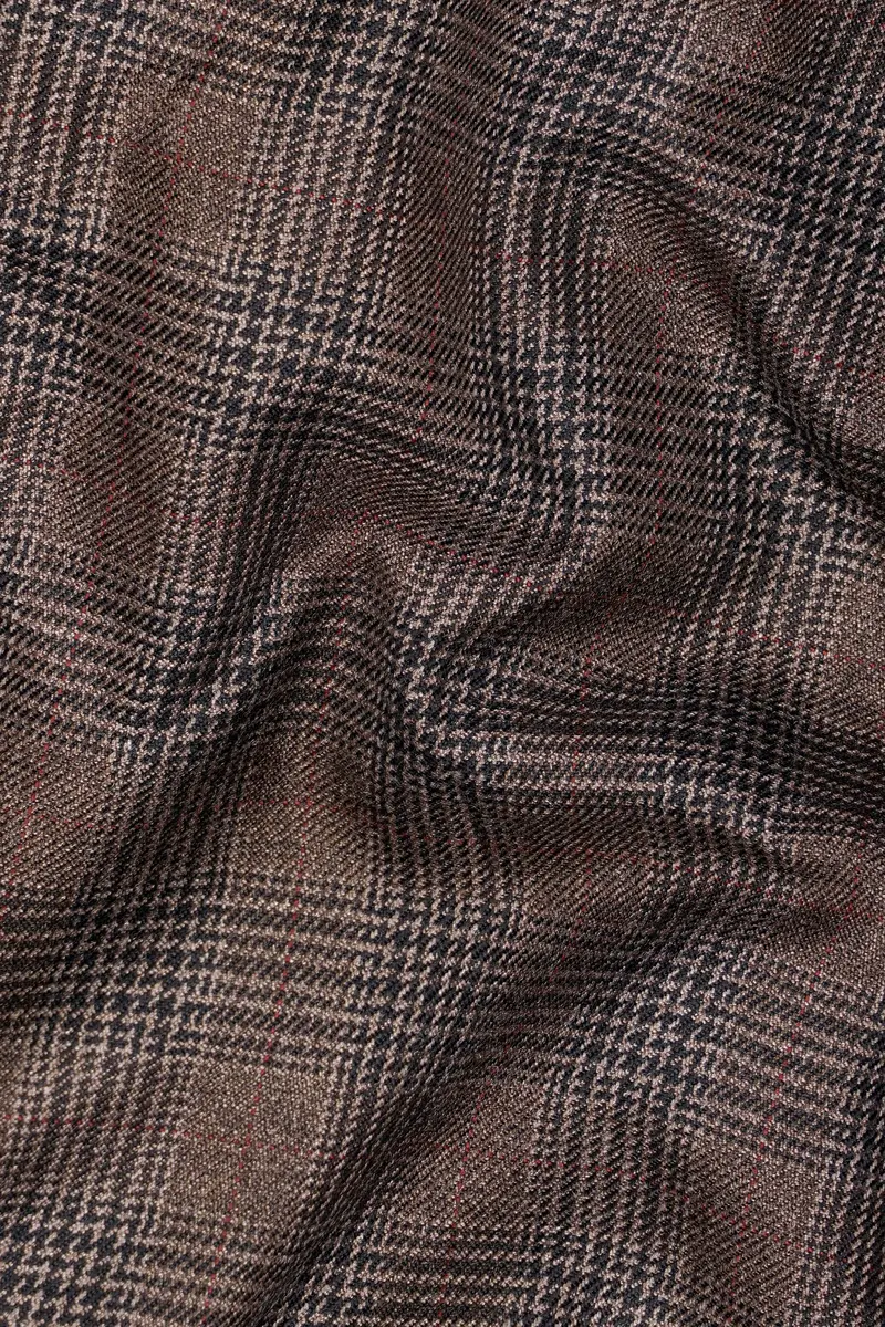 Ferra Brown With Kabul Brown Plaid Waistcoat 3