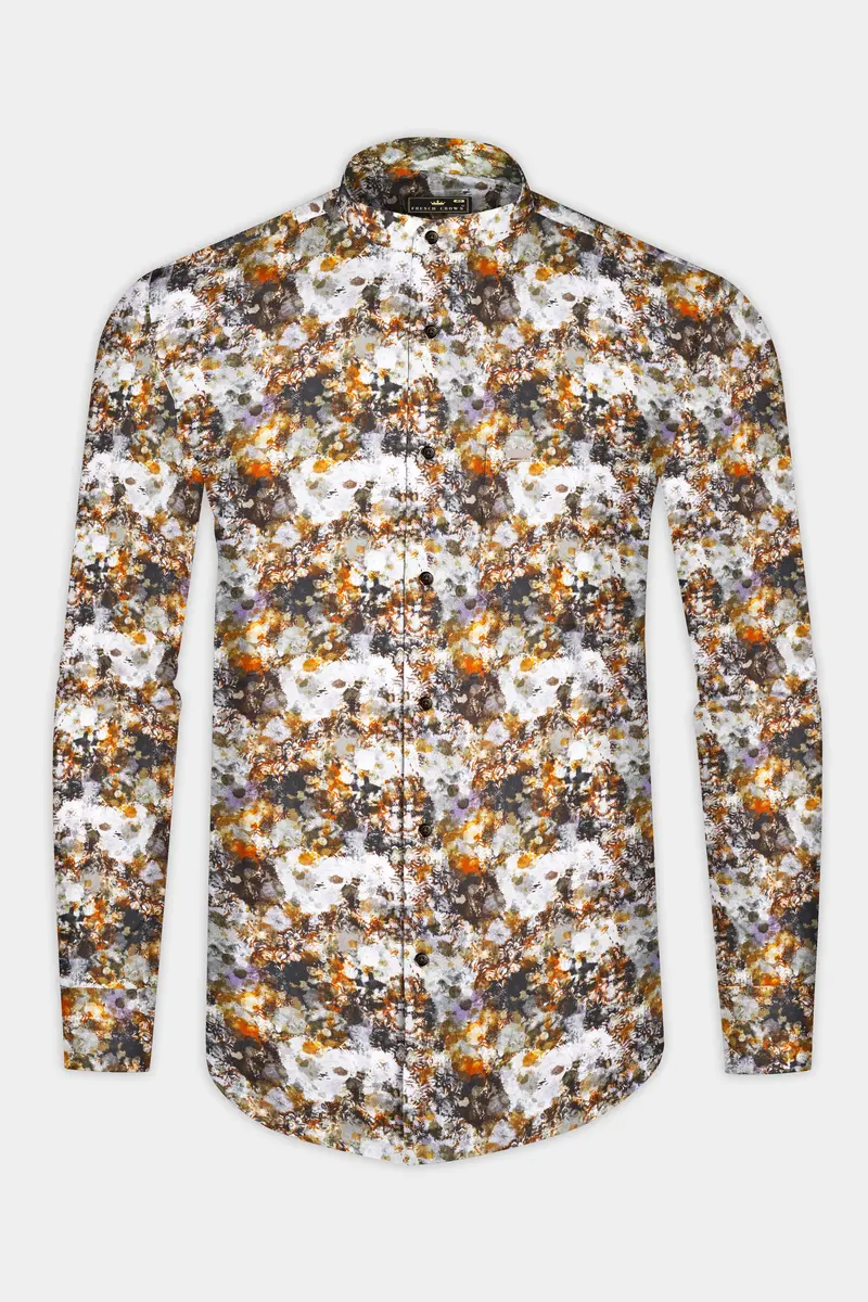 Fiery Orange And French Gray Printed Multi Color Giza Cotton 4