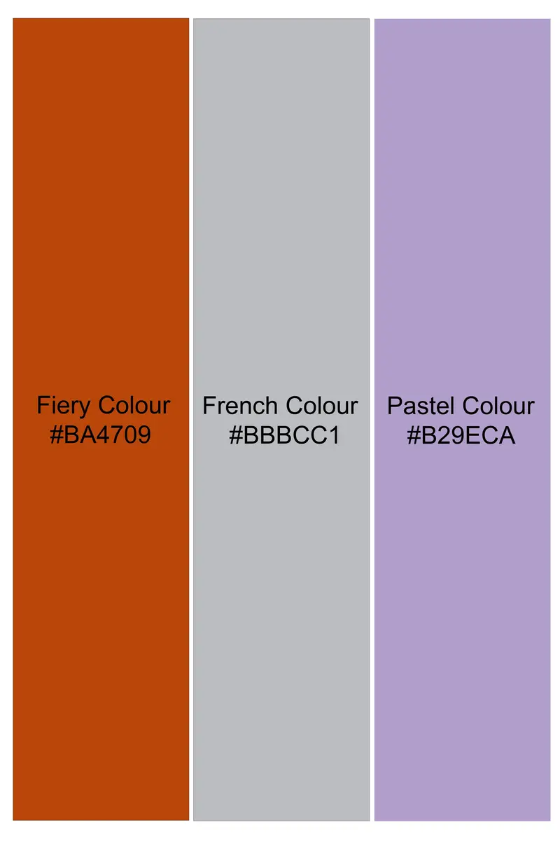Fiery Orange And French Gray Printed Multi Color Giza Cotton 8