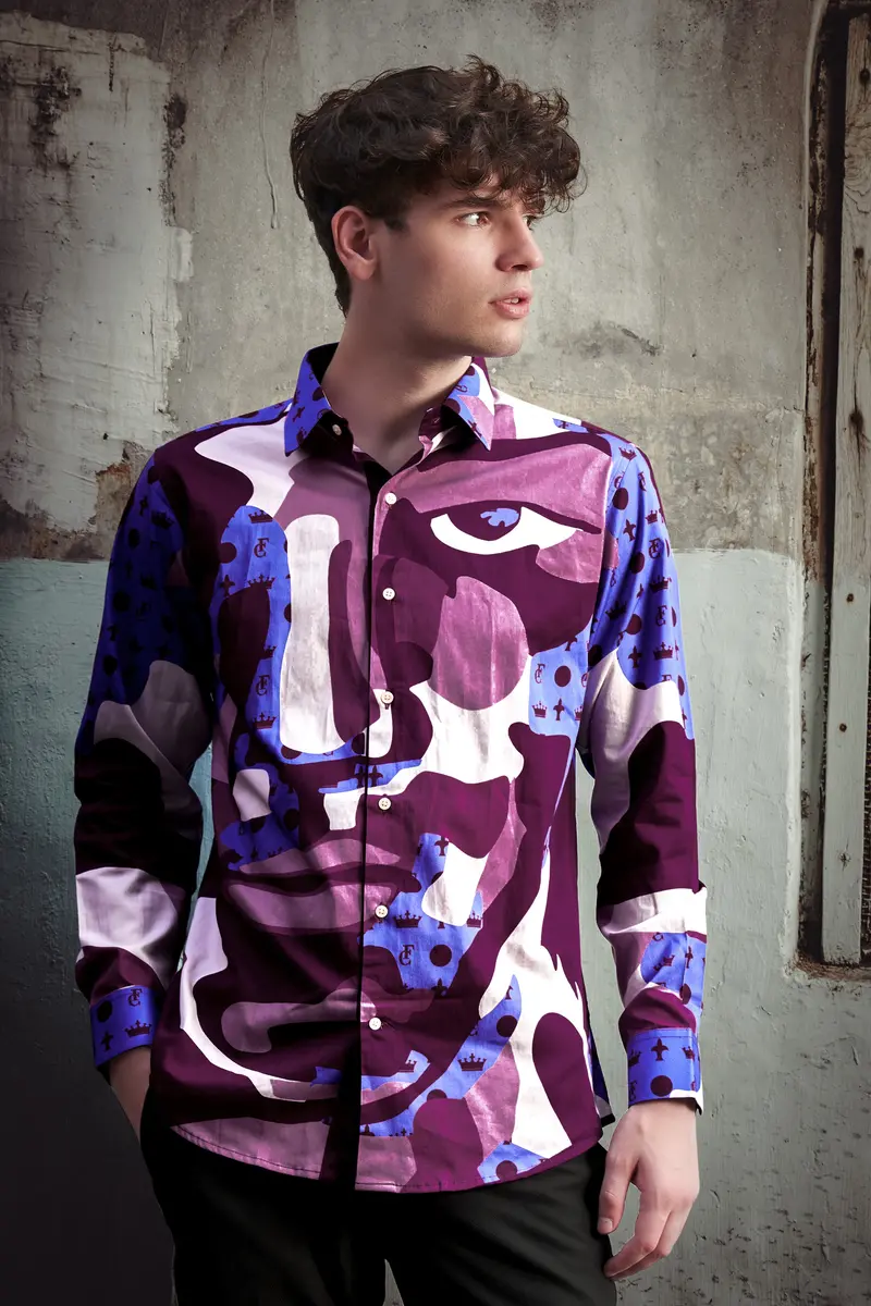 Fin Pink And Thistle Peach Abstract Printed Subtle Sheen Super Soft Premium Cotton Designer Shirt 11
