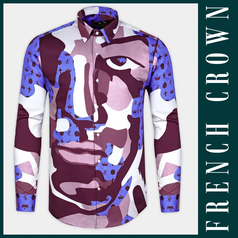 Fin Pink And Thistle Peach Abstract Printed Subtle Sheen Super Soft Premium Cotton Designer Shirt 12