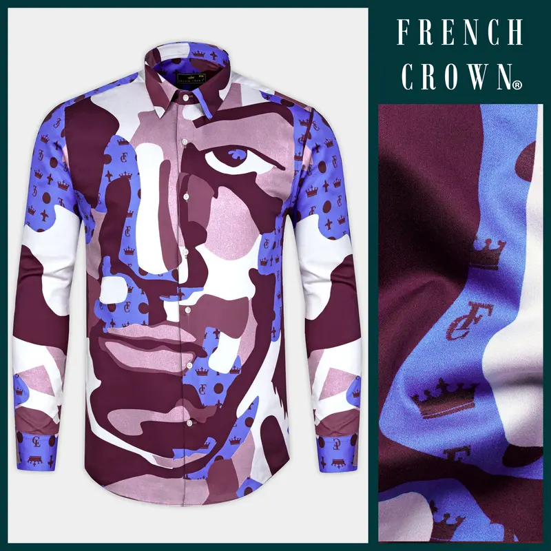 Fin Pink And Thistle Peach Abstract Printed Subtle Sheen Super Soft Premium Cotton Designer Shirt 13