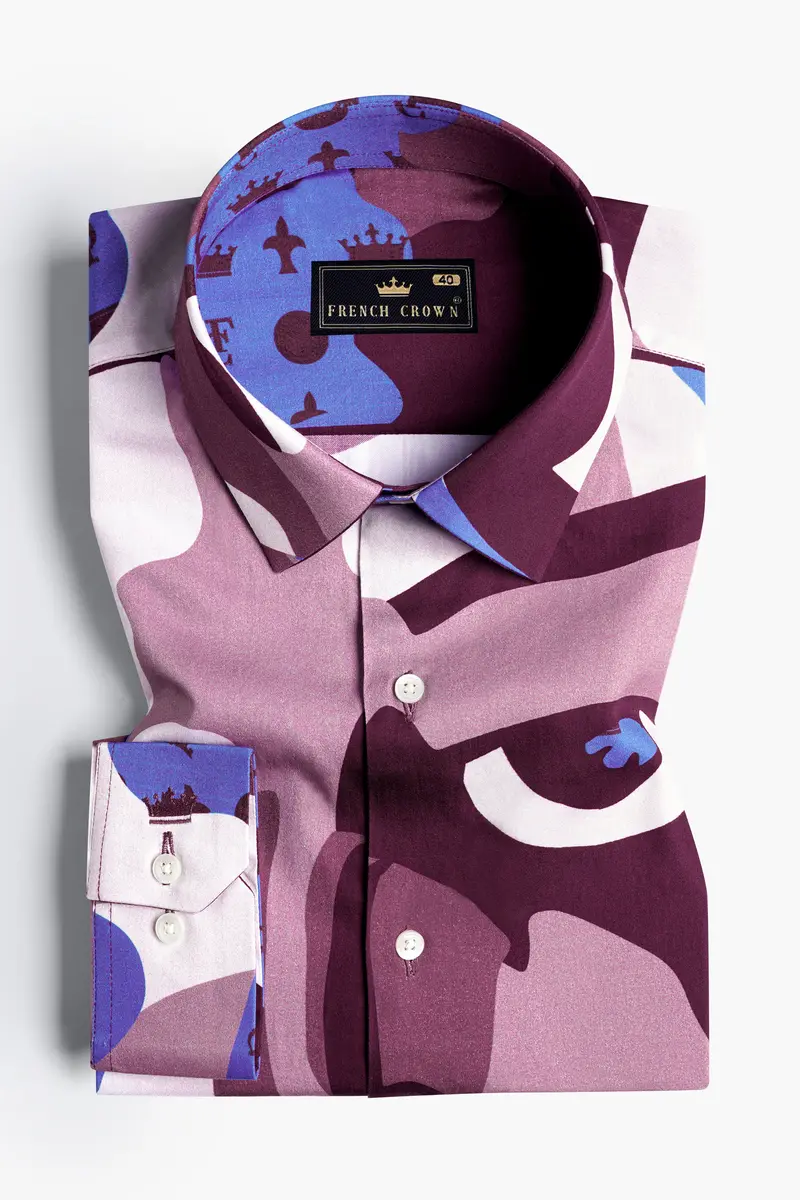Fin Pink And Thistle Peach Abstract Printed Subtle Sheen Super Soft Premium Cotton Designer Shirt 2