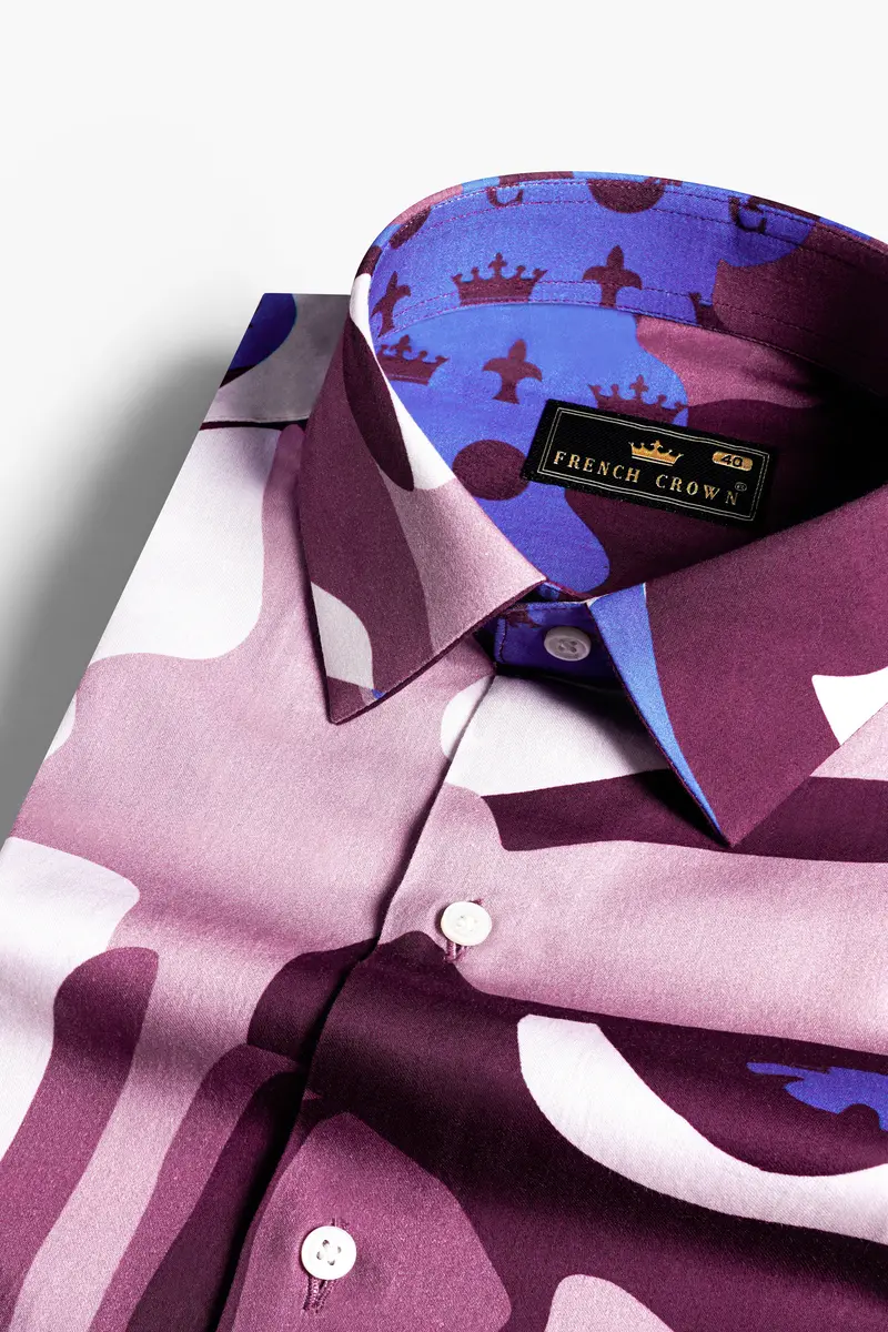 Fin Pink And Thistle Peach Abstract Printed Subtle Sheen Super Soft Premium Cotton Designer Shirt 4