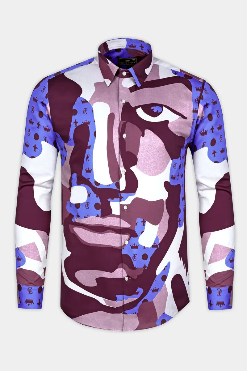 Fin Pink And Thistle Peach Abstract Printed Subtle Sheen Super Soft Premium Cotton Designer Shirt 5
