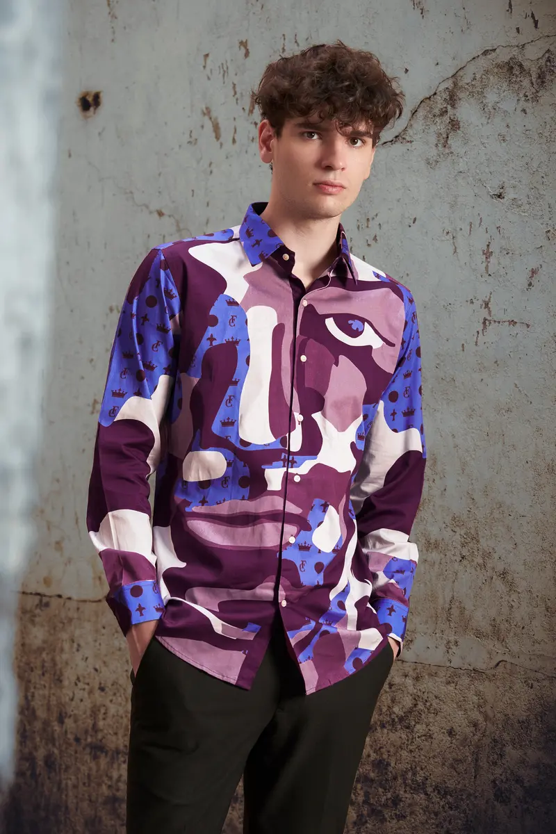 Fin Pink And Thistle Peach Abstract Printed Subtle Sheen Super Soft Premium Cotton Designer Shirt 7