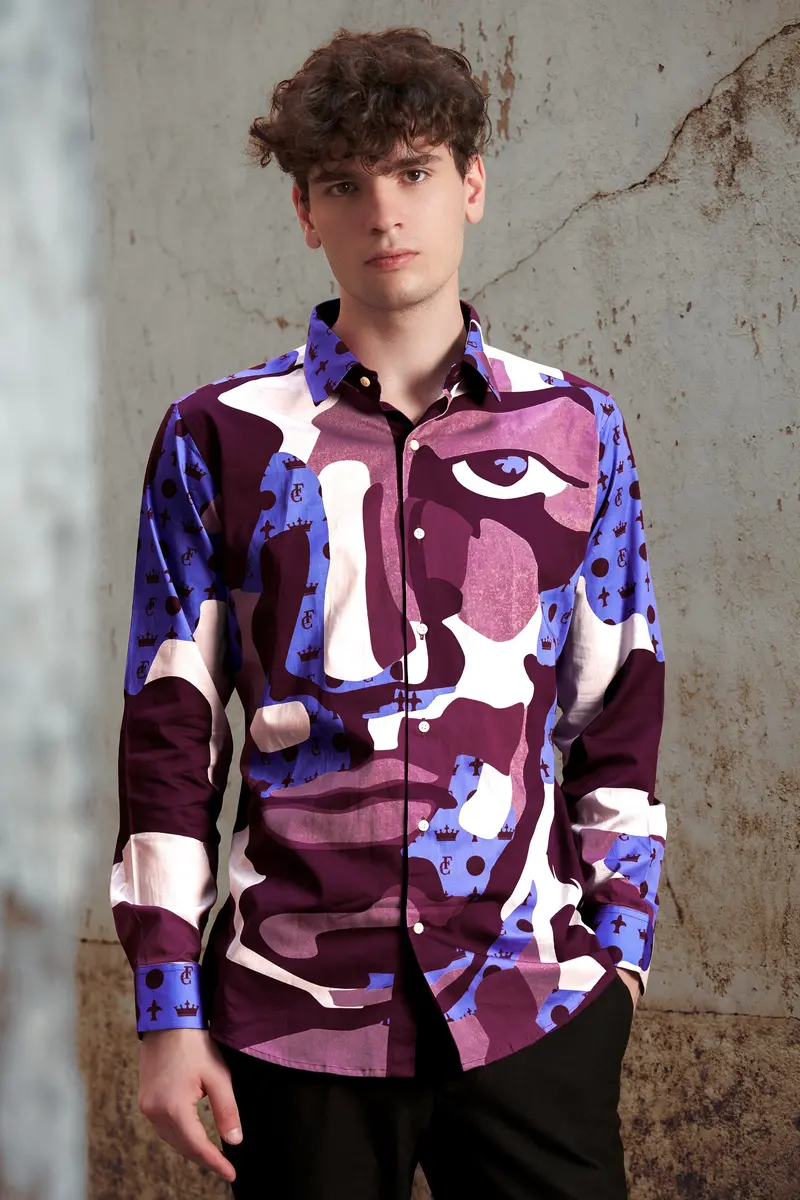 Fin Pink And Thistle Peach Abstract Printed Subtle Sheen Super Soft Premium Cotton Designer Shirt 8