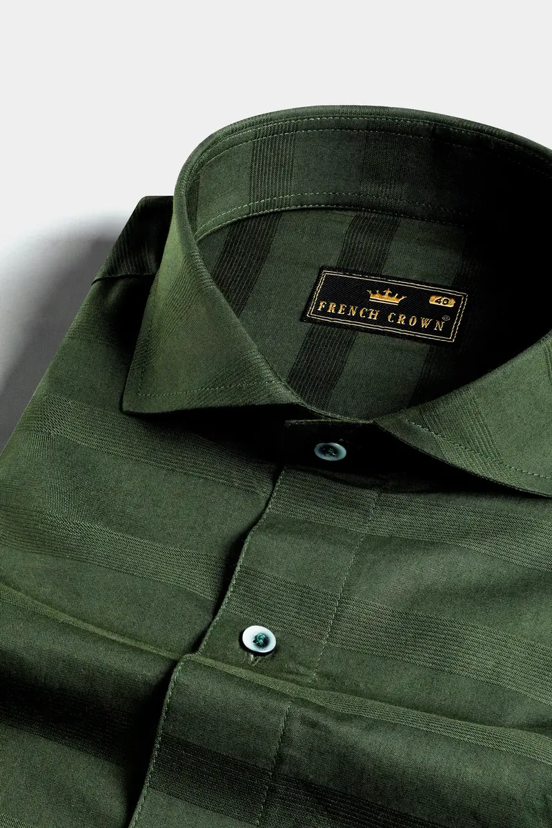 Finch Green Dobby Textured Premium Giza Cotton Shirt 1