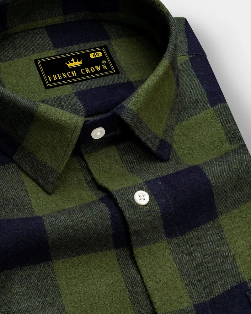Finch Green With Charade Gray Checked Flannel Overshirt/Shacket 1
