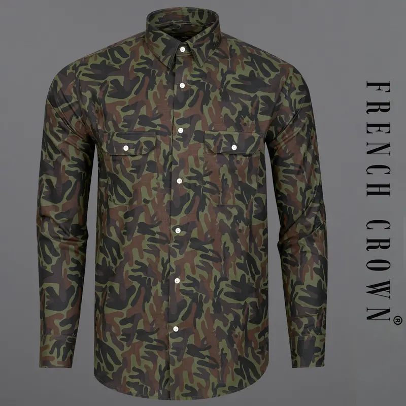 Finch Green With Millbrook Brown And Zeus Black Royal Oxford Overshirt/Shacket 1