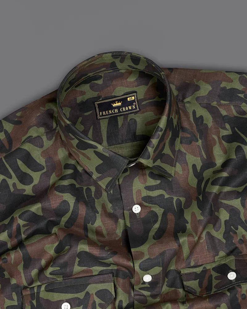 Finch Green With Millbrook Brown And Zeus Black Royal Oxford Overshirt/Shacket 6
